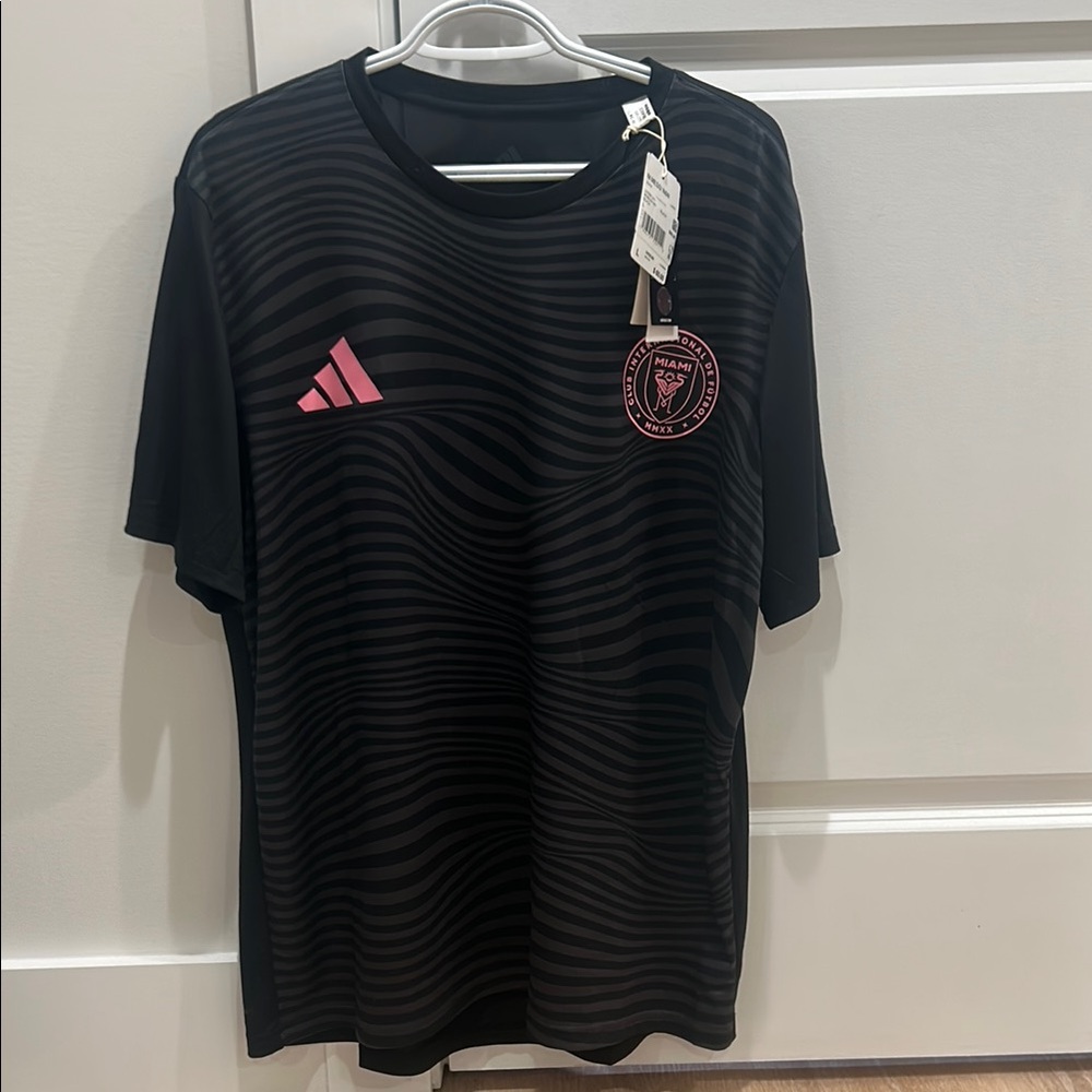 Adidas Leo Messi Black and Pink Miami Soccer Jersey
